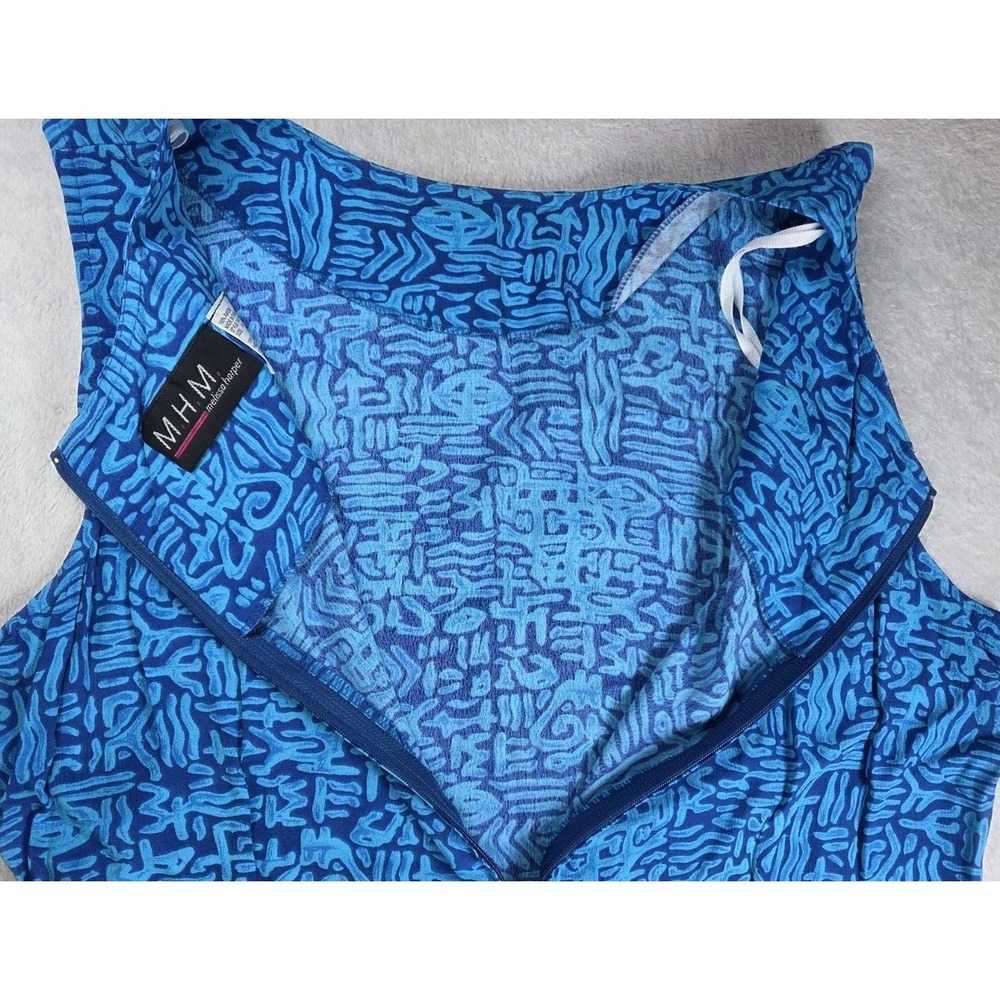 Melissa Harper MHM 2 Pc Rayon Dress Jacket Set Blue Geometric Print Women's 14 - Picture 7 of 12